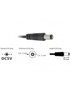 Cavo Alimentazione Usb Connettore Dc 5.5 X 2.1 Mm Mt 1 2