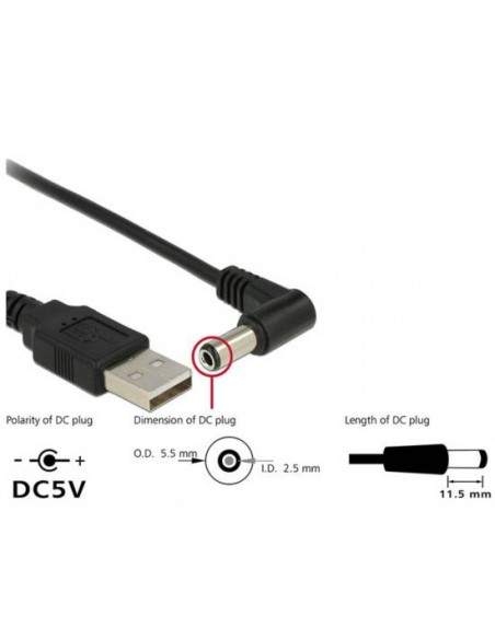 Cavo Di Alimentazione Usb Dc 5,5 X 2,50Mm 90Â° 1,5 Mt