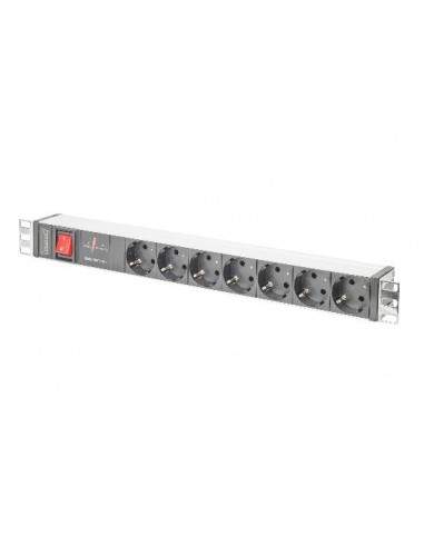 Multipresa Alimentazione Per Rack 19" In Alluminio Con 7 Prese Schuko E Spina Schuko E Interruttore