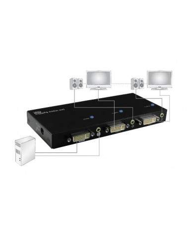Video/Audio Splitter Dvi Per 1 Pc E 2 Monitor/Casse