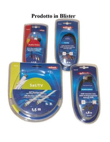 Cavo Audio Video Con Connettori 1X3,5Mm Maschio 4 Poli - 3X Chinch. (Rca) Maschio 1,5 Mt In Blister Da Esposizione