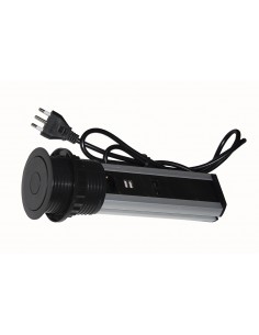 Multipresa Da Tavolo A Scomparsa Con 2 Prese 16A Femmina Ita/Schuko, 1 Rj45, 1 Rj11, 2 Usb 2
