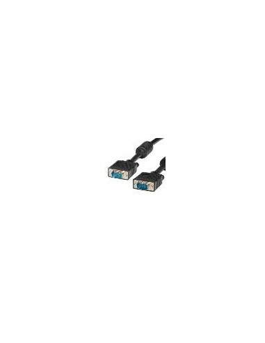 Cavo Vga Monitor 15 Poli Doppia Schermatura Maschio/Maschio Mt.15 Con Ferrite Colore Nero
