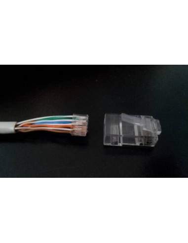 Connettore Plug 8 Poli Non Schermato Cat. 6 Utp Rj45 Con Inseritore Per Cavo Rete Flessibile