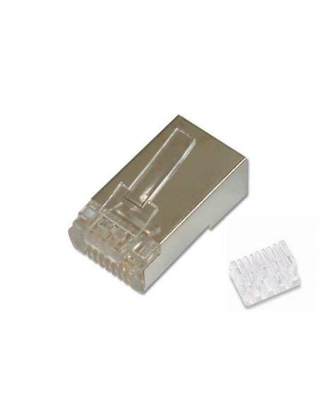 Connettore Plug 8 Poli Schermato Cat.6 Rj45 Con Inseritore Per Cavo Rete Flessibile