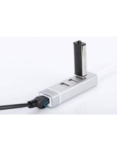 Hub Usb 2.0 Con 3 Porte Usb 3.0 Tipo "A" E 1 Porta Rete Rj45", Connettore Maschio Tipo "C"