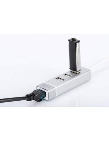 Hub Usb 2.0 Con 3 Porte Usb 3.0 Tipo "A" E 1 Porta Rete Rj45", Connettore Maschio Tipo "C"