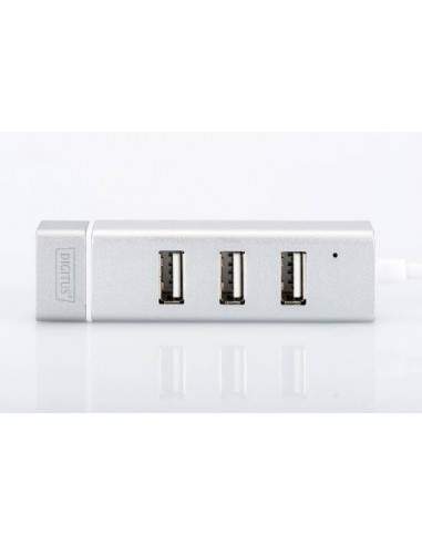 Hub Usb 2.0 Con 3 Porte Usb 3.0 Tipo "A" E 1 Porta Rete Rj45", Connettore Maschio Tipo "C"