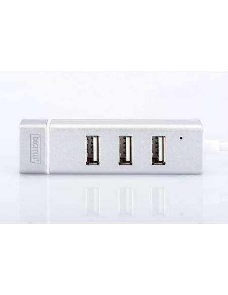 Hub Usb 2.0 Con 3 Porte Usb 3.0 Tipo "A" E 1 Porta Rete Rj45", Connettore Maschio Tipo "C"