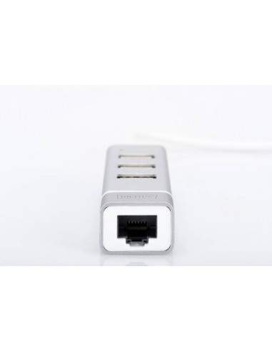 Hub Usb 2.0 Con 3 Porte Usb 3.0 Tipo "A" E 1 Porta Rete Rj45", Connettore Maschio Tipo "C"