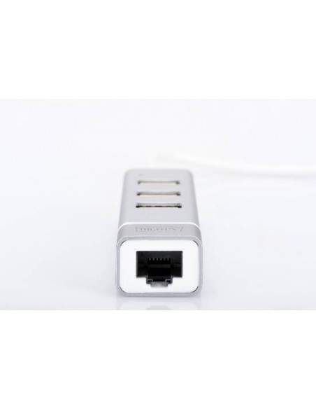 Hub Usb 2.0 Con 3 Porte Usb 3.0 Tipo "A" E 1 Porta Rete Rj45", Connettore Maschio Tipo "C"