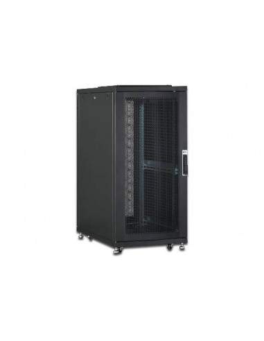 Armadio Rack 19" 26 Unita' Linea Server (A)1342 X (L)600 (P)1000Mm. Colore Nero Con Porta Traforata E Ruote