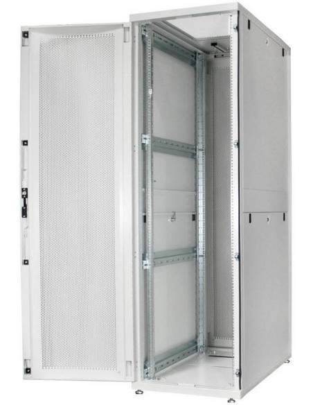 Armadio Rack 19" 42 Unita' Linea Server (A)1970 X (L)600 (P)1000Mm. Colore Grigio Chiaro Con Porta Traforata E Ruote