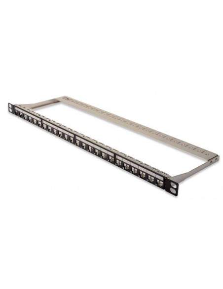 Pannello Patch 19" 24 Porte Per Connettori Keystone (Vuoto) 1/2 Unita' Schermato Colore Nero