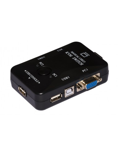 Switch Kvm Manuale Per 2 Pc Usb/Vga Con 1 Mouse, 1 Tastiera Usb E 1 Monitor Vga Con Cavi Inclusi