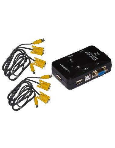 Switch Kvm Manuale Per 2 Pc Usb/Vga Con 1 Mouse, 1 Tastiera Usb E 1 Monitor Vga Con Cavi Inclusi Switch Kvm Manuale Per 2 Pc Usb/Vga Con 1 Mouse, 1 Tastiera Usb E 1 Monitor Vga Con Cavi Inclusi