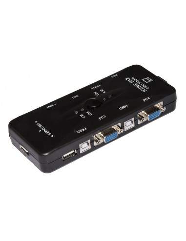 Switch Kvm Manuale Per 4 Pc Usb/Vga Con 1 Mouse, 1 Tastiera Usb E 1 Monitor Vga Con Cavi Inclusi