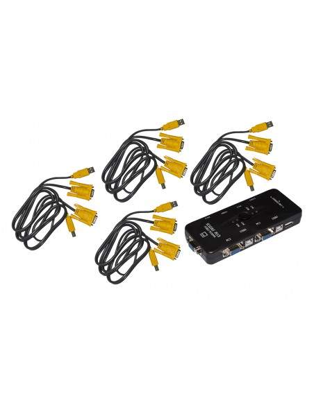 Switch Kvm Manuale Per 4 Pc Usb/Vga Con 1 Mouse, 1 Tastiera Usb E 1 Monitor Vga Con Cavi Inclusi
