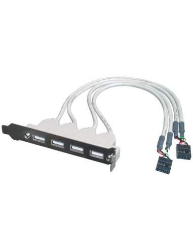 Piastrina Con 4 Connettori Usb 2.0 Tipo "A" Esterni - Connettore Alla Piastra Madre 2X10 Pin 2,54 Mm. (Ak 674-2/10)