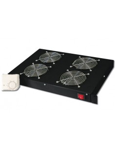 Sistema Di Ventilazione Con Termostato Montaggio Frontale In Armadio 19"  Con 4 Ventole - Colore Nero