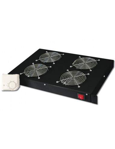 Sistema Di Ventilazione Con Termostato Montaggio Frontale In Armadio 19"  Con 4 Ventole - Colore Nero