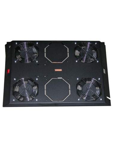 Kit 4 Ventole Con Termostato, 12.8 Metri  Cubi Circolazione D'Aria Colore Nero Per Armadi Linea Server (Dn-19 Fan-4-1000Sw)