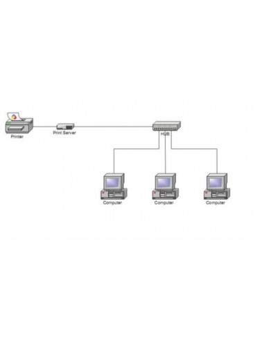 Print Server 10/100 Mbit Con 2 Porte Usb E 1 Porta 25 Poli Parallela