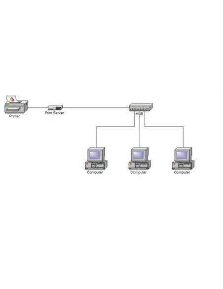 Print Server 10/100 Mbit Con 2 Porte Usb E 1 Porta 25 Poli Parallela