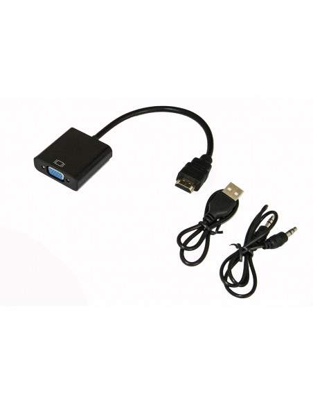 Adattatore Hdmi Maschio A Vga Femmina Con Audio 3,5 Mm E Alimentazione Usb