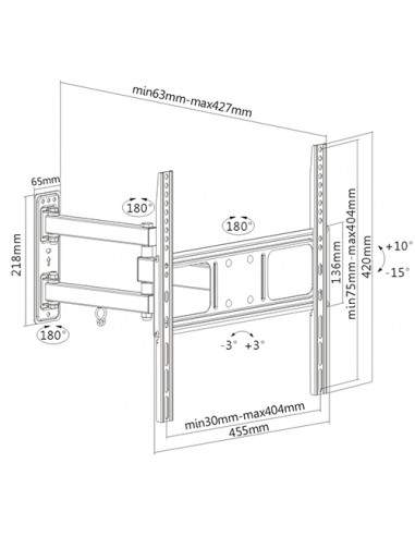 Staffa A Muro Supporto Tv 32-55" Led/Lcd Fino A 35 Kg A Tre Snodi