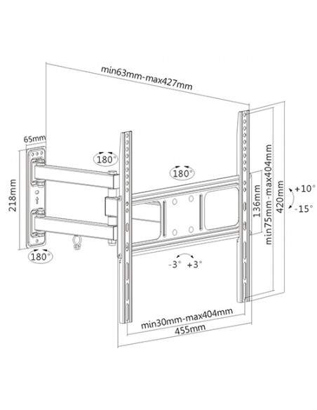 Staffa A Muro Supporto Tv 32-55" Led/Lcd Fino A 35 Kg A Tre Snodi