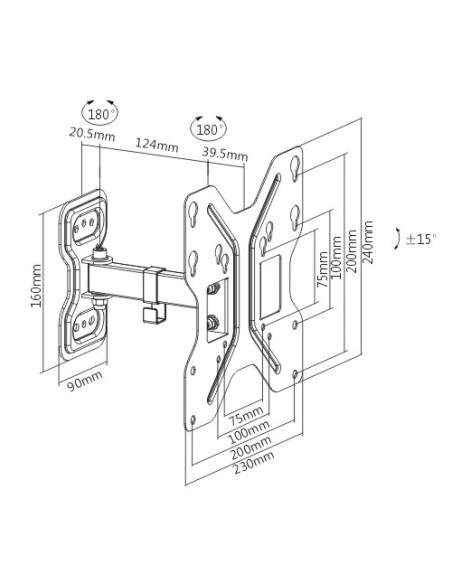 Braccio Supporto A Muro A 2 Snodi Per Schermi 23-42" Fino A 30 Kg