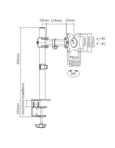 Braccio Supporto Da Tavolo Con Morsa Per Video 13-27" Fino A 8 Kg