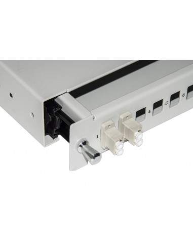 Cassetto Fibra Ottica 24 Porte Per Adattatori Lc Duplex 1 Unitaâ’ Per Installazione 19" Grigio