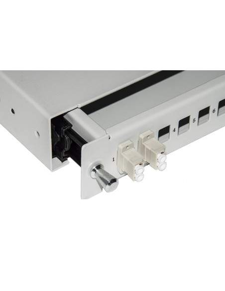 Cassetto Fibra Ottica 24 Porte Per Adattatori Lc Duplex 1 Unitaâ’ Per Installazione 19" Grigio