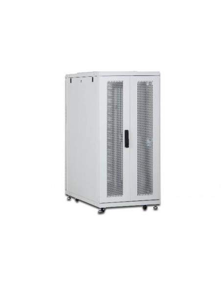 Armadio Rack 19" 26 Unita' Linea Server (A)1342 X (L)600 (P)1000Mm. Colore Grigio Chiaro Con Porta Traforata E Ruote