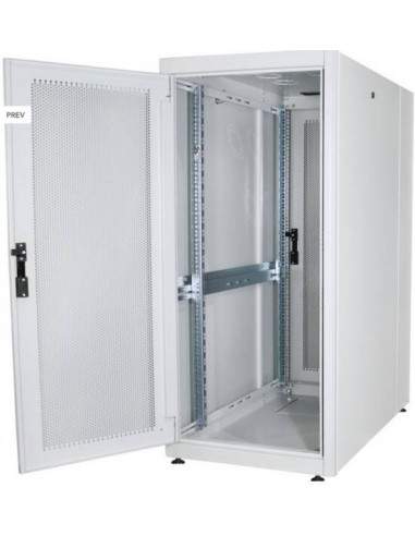 Armadio Rack 19" 26 Unita' Linea Server (A)1342 X (L)600 (P)1000Mm. Colore Grigio Chiaro Con Porta Traforata E Ruote