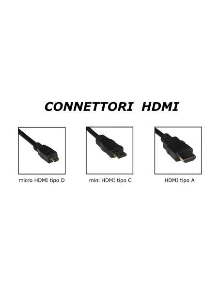 Cavo Hdmi High Speed With Ethernet Connettori Micro Hdmi "D" Maschio/ Hdmi "A" Maschio Mt. 3