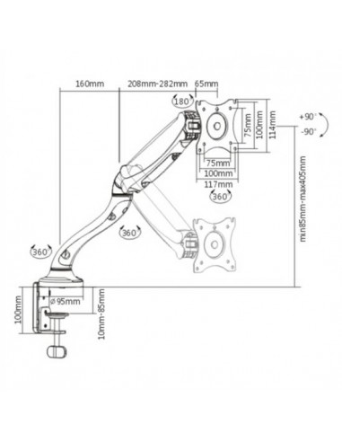 Braccio Supporto Da Tavolo A Gas Per Monitor Fissaggio A Morsa