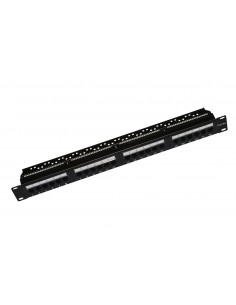 Pannello Patch 19" Non Schermato Utp 24 Porte 8 Poli Rj45 Per Reti Categoria 5E Nero