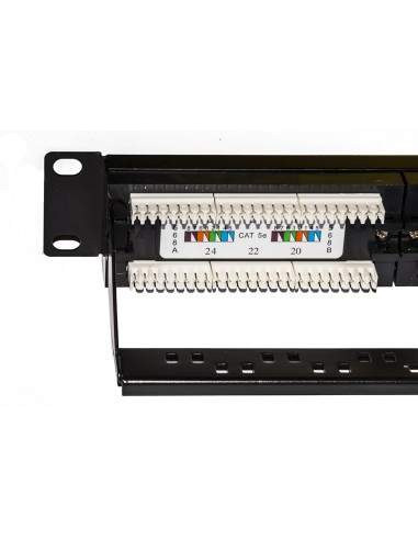 Pannello Patch 19" Non Schermato Utp 24 Porte 8 Poli Rj45 Per Reti Categoria 5E Nero