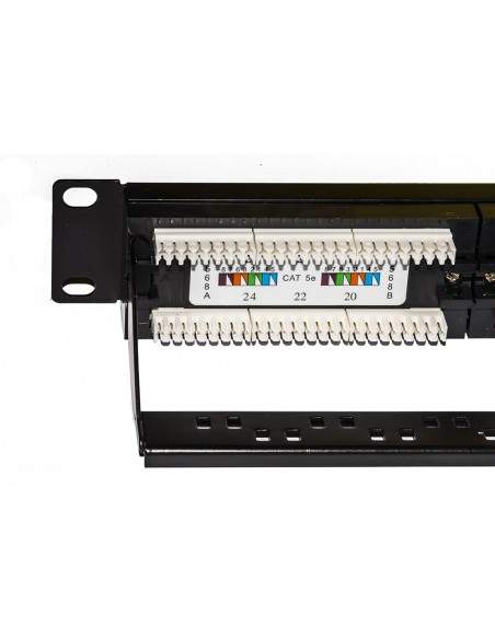 Pannello Patch 19" Non Schermato Utp 24 Porte 8 Poli Rj45 Per Reti Categoria 5E Nero