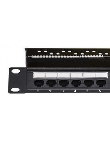Pannello Patch 19" Non Schermato Utp 24 Porte 8 Poli Rj45 Per Reti Categoria 6 Nero