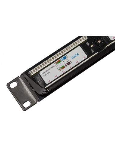 Pannello Patch 19" Non Schermato Utp 24 Porte 8 Poli Rj45 Per Reti Categoria 6 Nero