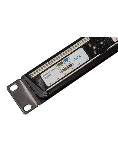 Pannello Patch 19" Non Schermato Utp 24 Porte 8 Poli Rj45 Per Reti Categoria 6 Nero
