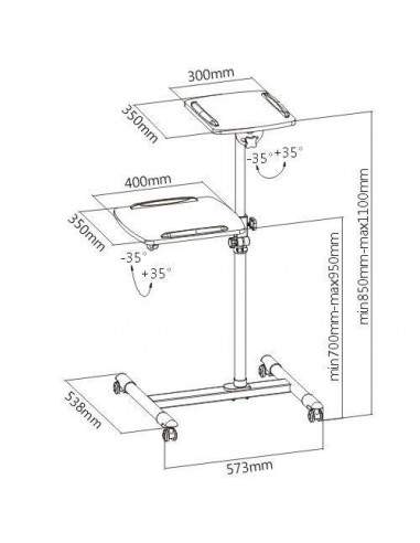 Supporto Proiettore Con Due Ripiani Regolabile