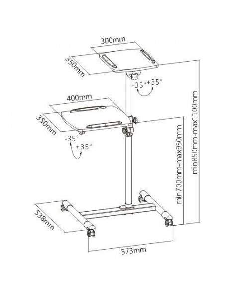 Supporto Proiettore Con Due Ripiani Regolabile