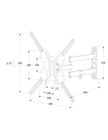 Braccio A Muro A 3 Snodi Per Tv Fino A 25 Kg, 50" Fino A Vesa 400X400 Braccio A Muro A 3 Snodi Per Tv Fino A 25 Kg, 50" Fino A Vesa 400X400