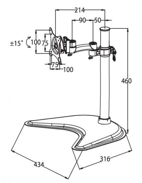 Braccio Da Tavolo Con Base Per Video Fino A 15 Kg Da 13" A 27" Fino A Vesa 100X100 Con Due Snodi