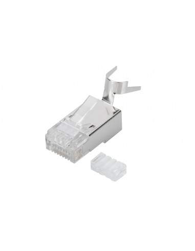 Connettore Plug 8 Poli Schermato Cat.6A Rj45 Con Inseritore Per Cavo Rete Flessibile